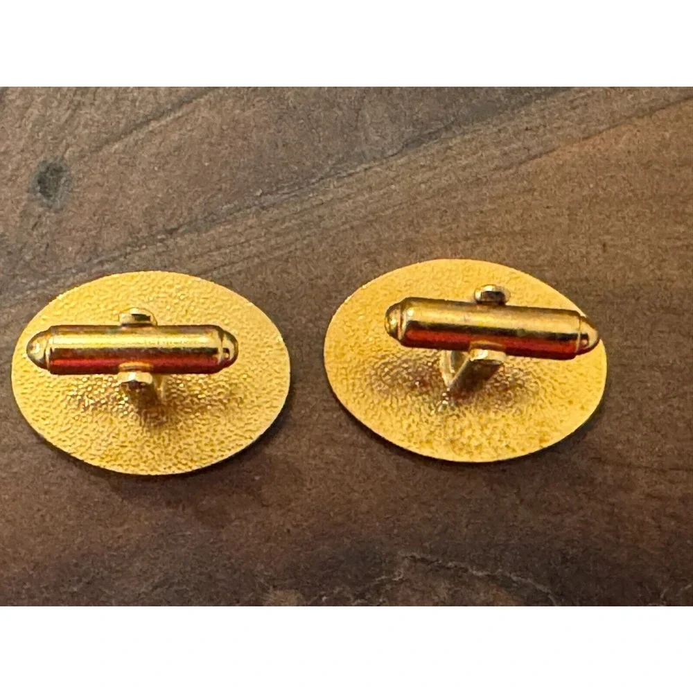 Vintage Avon Ford Model T Gold Tone‎ Enamel Cufflings Men